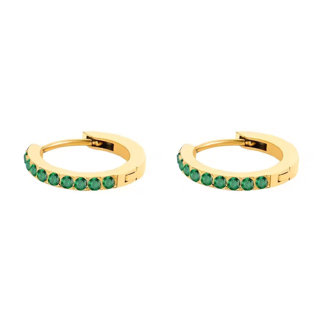 Subtle Birthstone Hoop Huggie Earrings
