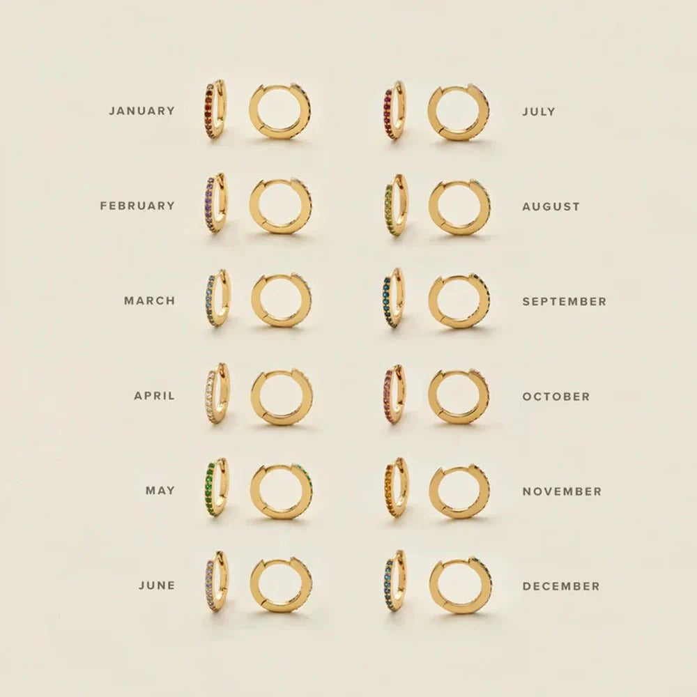 Subtle Birthstone Hoop Huggie Earrings