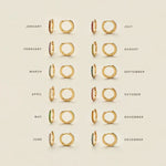 Load image into Gallery viewer, Subtle Birthstone Hoop Huggie Earrings
