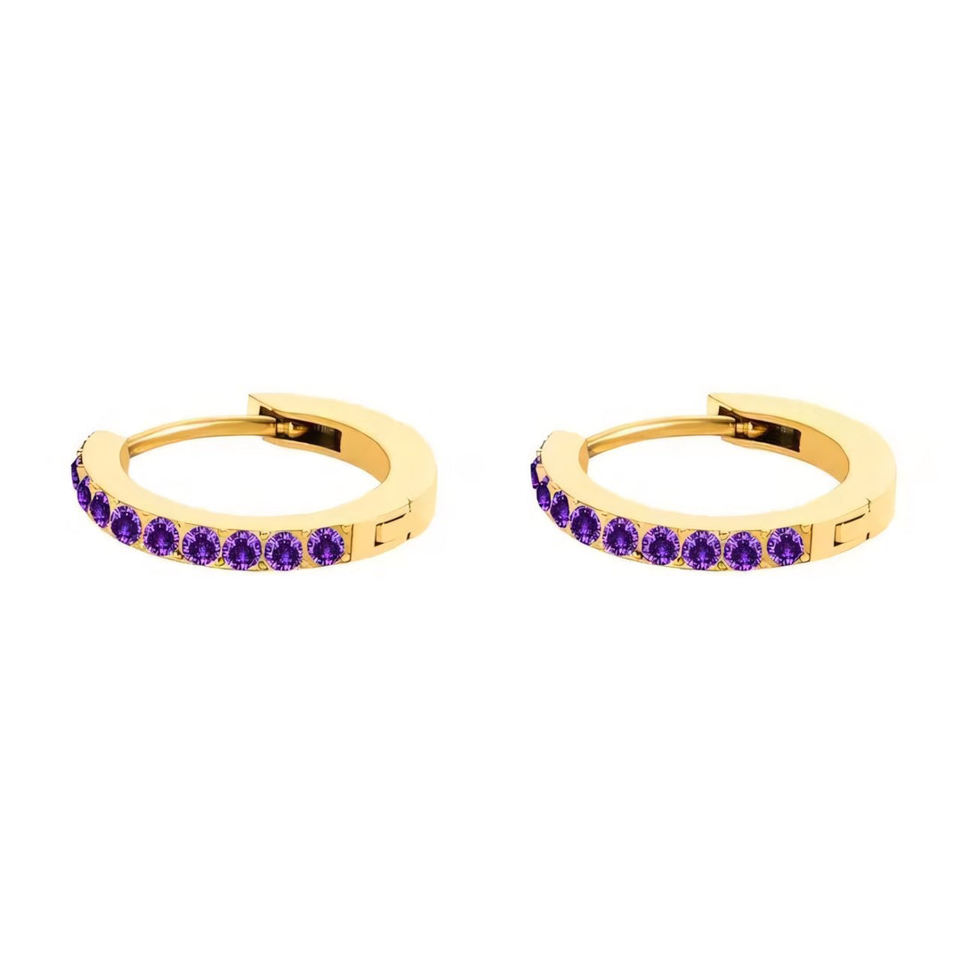 Subtle Birthstone Hoop Huggie Earrings