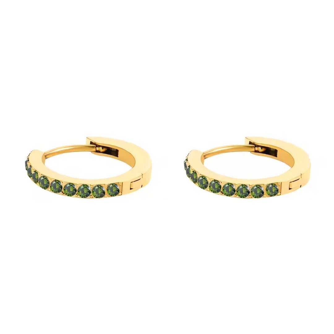 Subtle Birthstone Hoop Huggie Earrings