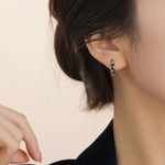 Load image into Gallery viewer, Dainty Black and Gold Floral Hoop Earrings
