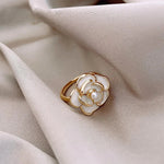 Load image into Gallery viewer, Dainty Blanc Camellia Floral Necklace, Earrings, Ring Jewelry
