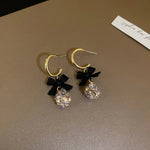 Load image into Gallery viewer, Dainty Bow Diamond Dangle Earrings
