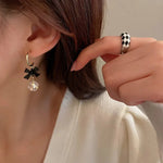 Load image into Gallery viewer, Dainty Bow Diamond Dangle Earrings
