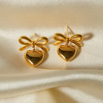 Load image into Gallery viewer, Dainty Bow Heart Earrings
