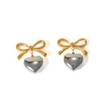 Load image into Gallery viewer, Dainty Bow Heart Earrings
