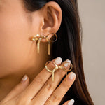Load image into Gallery viewer, Dainty Bow Tassel Earrings
