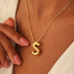 Load image into Gallery viewer, Bubble Letter Initial Necklace
