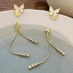 Load image into Gallery viewer, Dainty Butterfly Dangle Earrings
