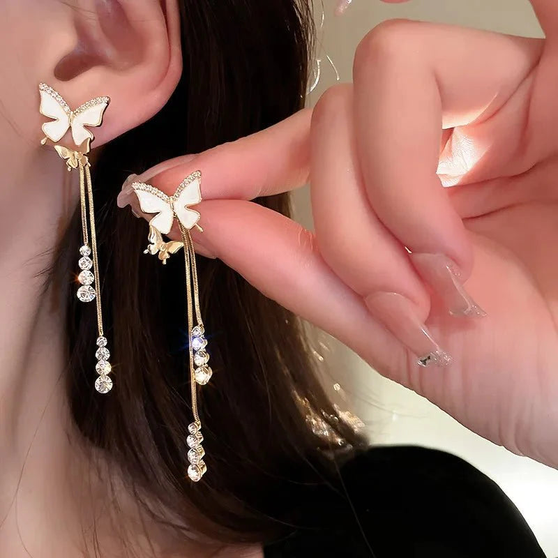 Dainty butterfly dangle earrings 897587