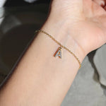 Load image into Gallery viewer, Dainty Chain Diamond Initial Bracelet

