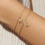 Load image into Gallery viewer, Dainty Chain Diamond Initial Bracelet
