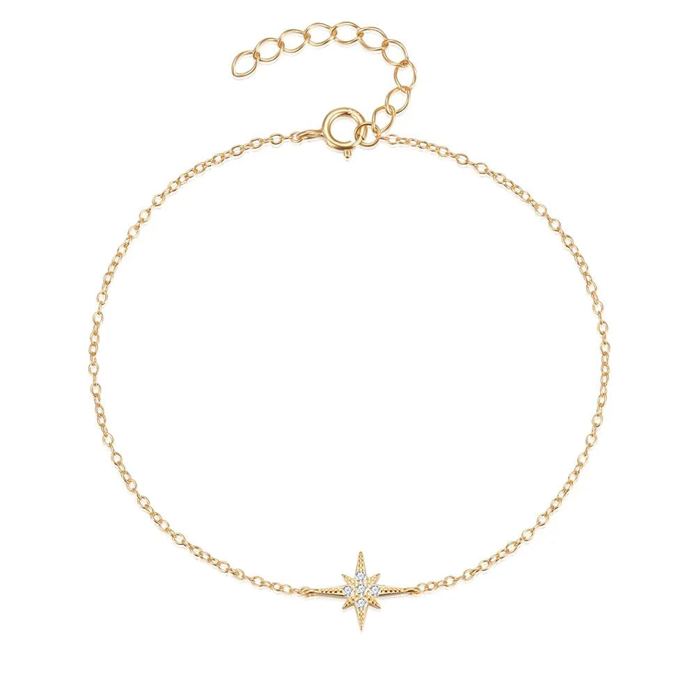 Dainty chain north star bracelet