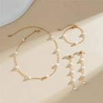 Load image into Gallery viewer, Dainty Chain Pearl Bracelet, Necklace, and Earring Set
