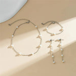 Load image into Gallery viewer, Dainty Chain Pearl Bracelet, Necklace, and Earring Set
