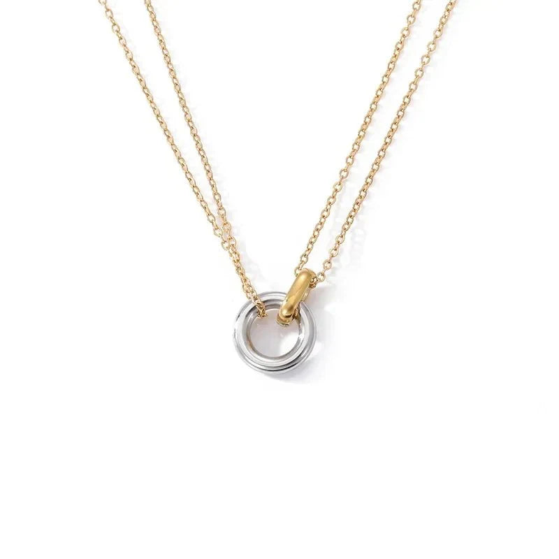 Dainty circular layered love necklace