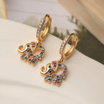 Load image into Gallery viewer, Dainty Colorful Diamond Elephant Outline Earrings

