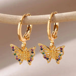 Load image into Gallery viewer, Dainty Colorful Diamonds Butterfly Earrings
