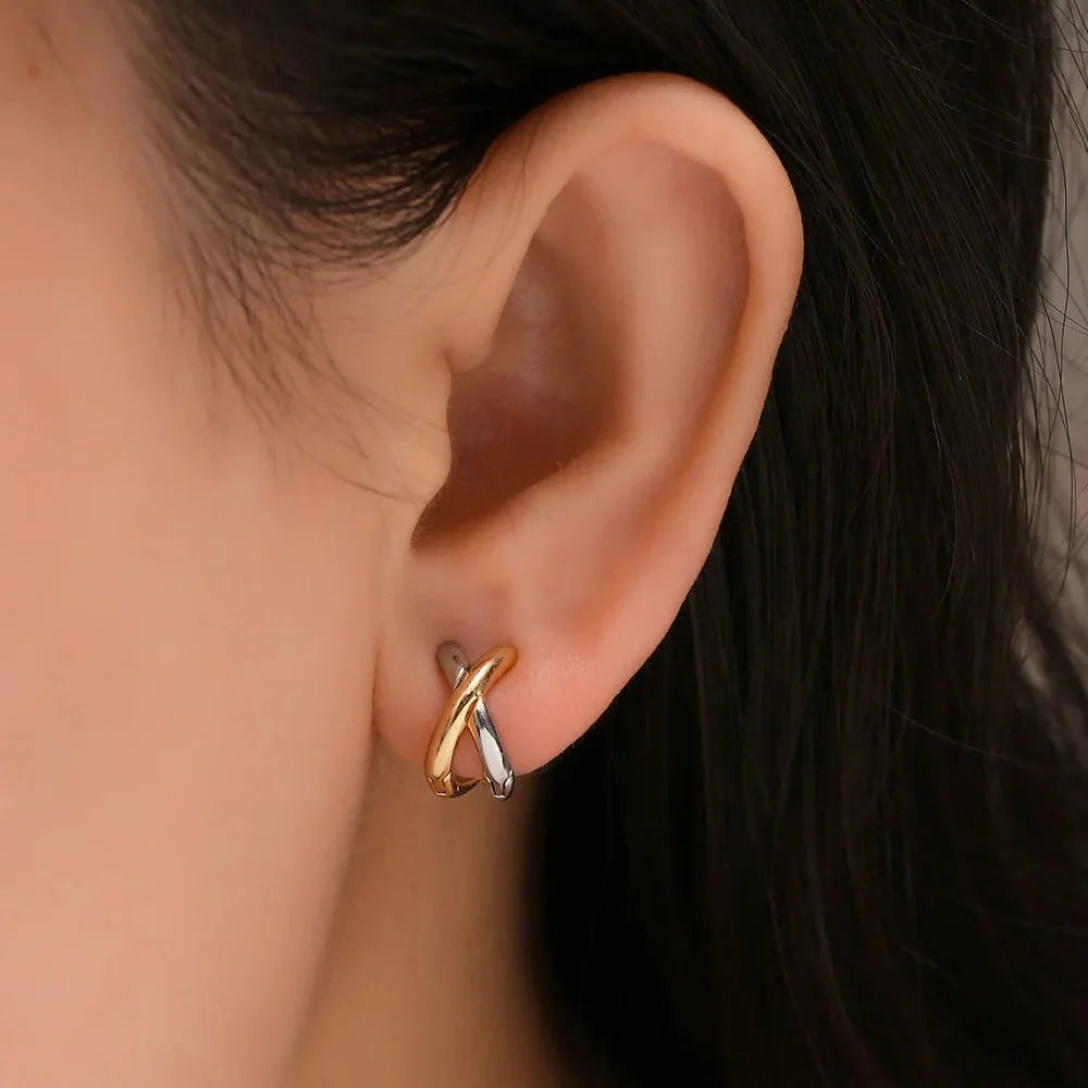 Dainty Criss Cross Contrast Earrings