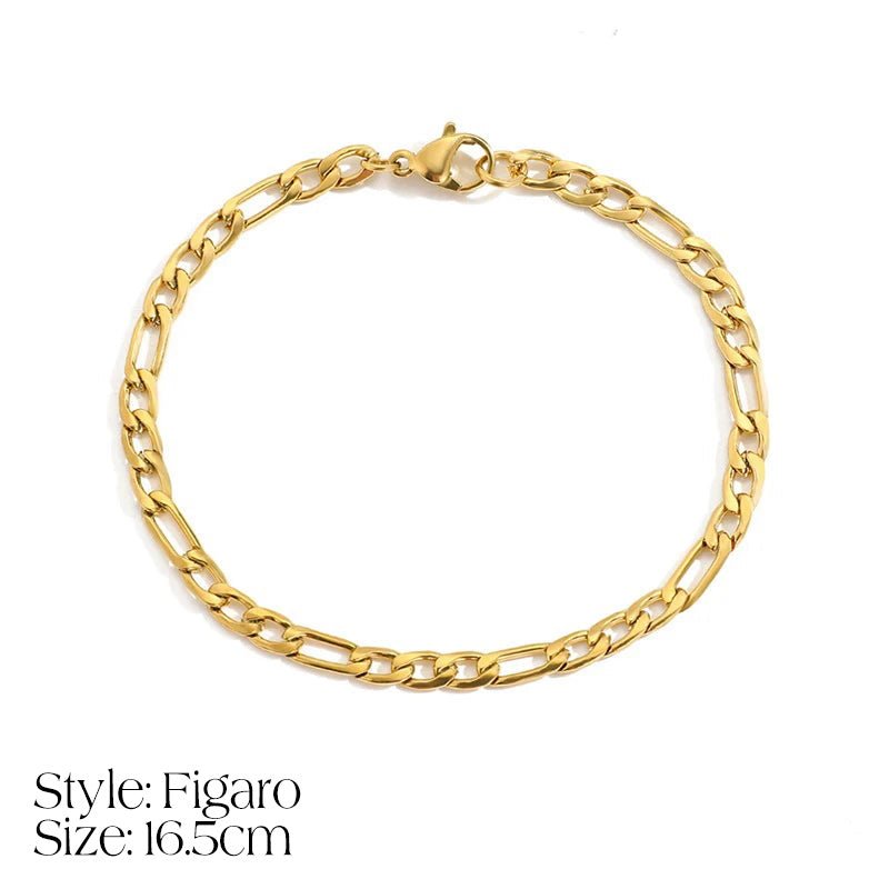 Dainty cuban figaro chain letter initial bracelet 778456