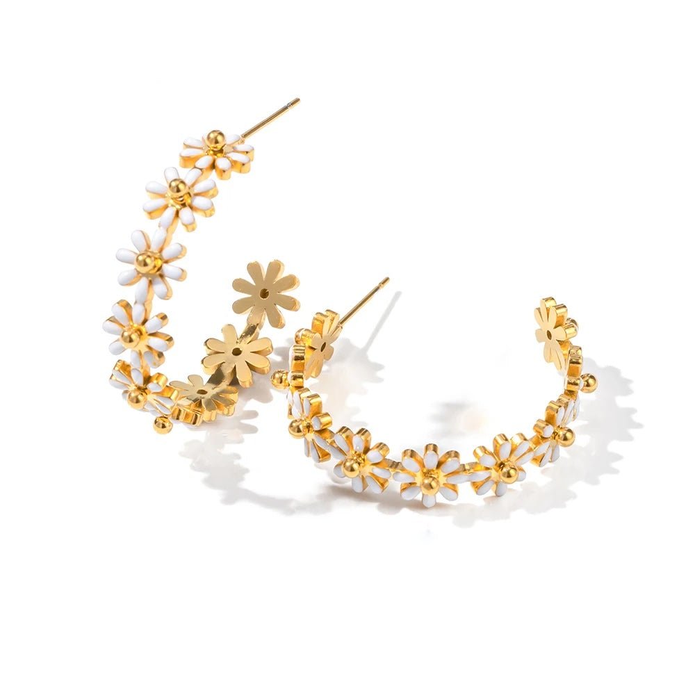 Dainty Daisy Floral Bracelet Necklace and Earrings Set