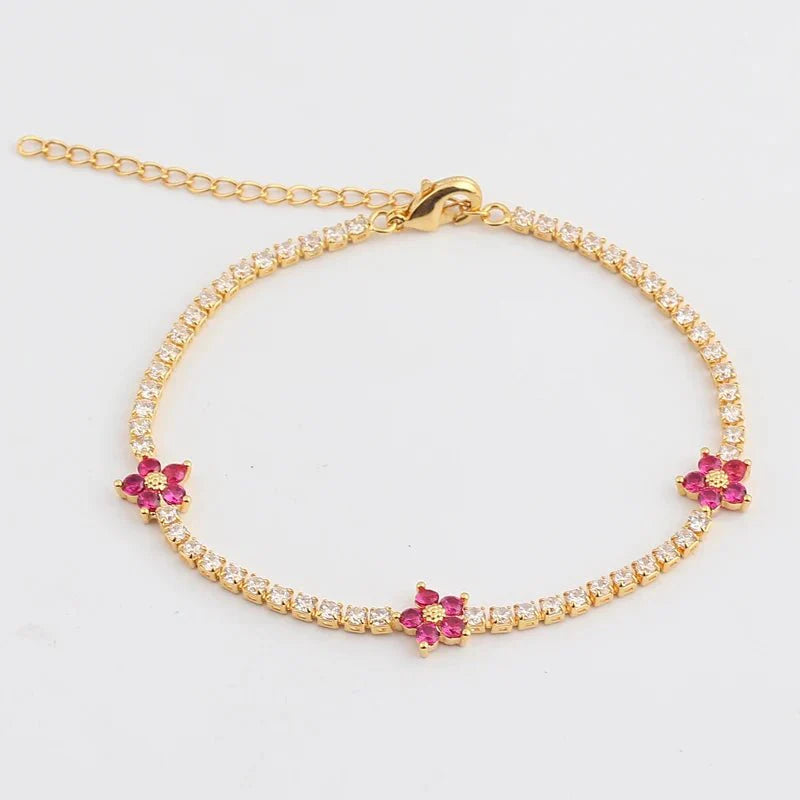 Dainty diamond floral bracelets and earrings 471197