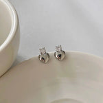 Load image into Gallery viewer, Dainty Diamond Heart Stud Earrings
