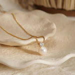 Load image into Gallery viewer, Dainty Diamond Pearl Necklace
