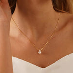 Load image into Gallery viewer, Dainty Diamond Pearl Necklace
