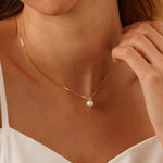 Load image into Gallery viewer, Dainty Diamond Pearl Necklace
