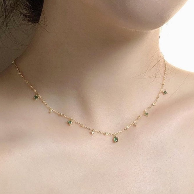 Dainty emerald aurora necklace 763431