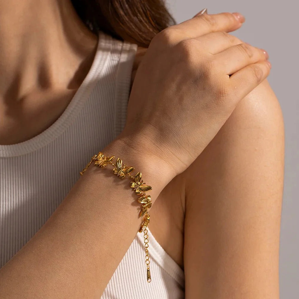 Dainty Feminine Butterfly Wrapped Bracelet