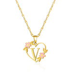 Load image into Gallery viewer, Dainty Floral Accented Heart Letter Initial Necklace

