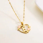 Load image into Gallery viewer, Dainty Floral Accented Heart Letter Initial Necklace
