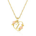 Load image into Gallery viewer, Dainty Floral Accented Heart Letter Initial Necklace
