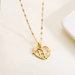 Load image into Gallery viewer, Dainty Floral Accented Heart Letter Initial Necklace
