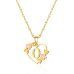 Load image into Gallery viewer, Dainty Floral Accented Heart Letter Initial Necklace
