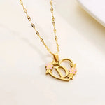 Load image into Gallery viewer, Dainty Floral Accented Heart Letter Initial Necklace
