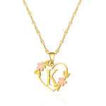Load image into Gallery viewer, Dainty Floral Accented Heart Letter Initial Necklace
