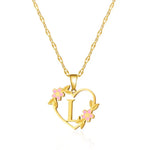Load image into Gallery viewer, Dainty Floral Accented Heart Letter Initial Necklace
