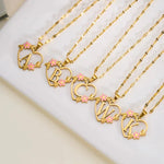 Load image into Gallery viewer, Dainty Floral Accented Heart Letter Initial Necklace
