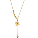 Load image into Gallery viewer, Dainty Floral Bar Dangle Necklace

