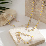 Load image into Gallery viewer, Dainty Floral Daisy Choker Necklace, Bracelet, and Earrings Set
