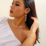 Load image into Gallery viewer, Dainty Floral Daisy Choker Necklace, Bracelet, and Earrings Set

