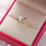 Load image into Gallery viewer, Dainty Floral Diamond Leaf Ring
