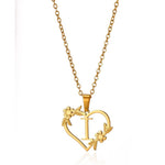 Load image into Gallery viewer, Dainty Floral Heart Letter Initial Necklace
