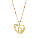 Load image into Gallery viewer, Dainty Floral Heart Letter Initial Necklace
