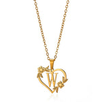 Load image into Gallery viewer, Dainty Floral Heart Letter Initial Necklace
