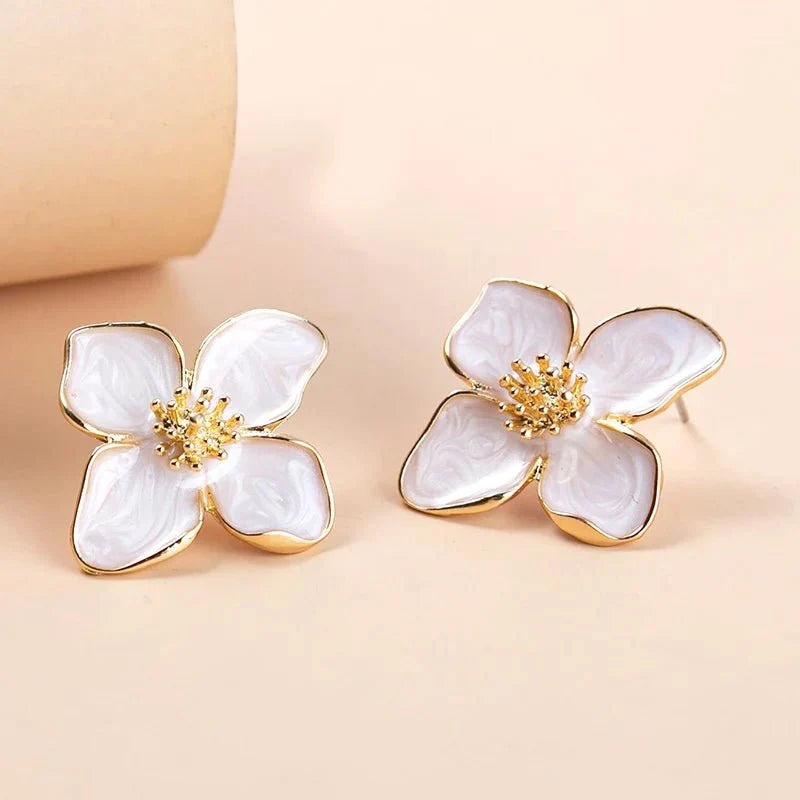 Dainty floral hibiscus earrings 659542